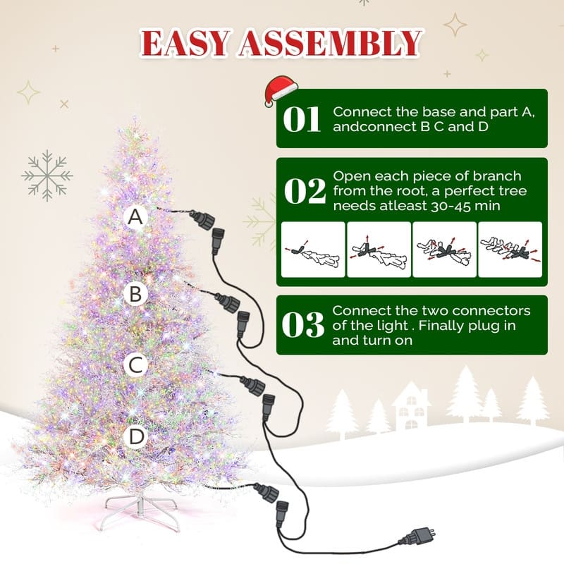 7 FT Artificial Christmas Tree with 400 Lights Stepless Dimming, 3 Color Modes,