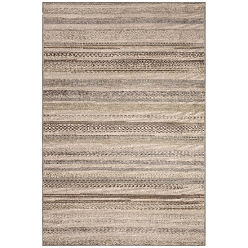 Liora Manne Riviera Stripe Indoor/Outdoor Area Rug - 7'10" x 9'10" - Neutral