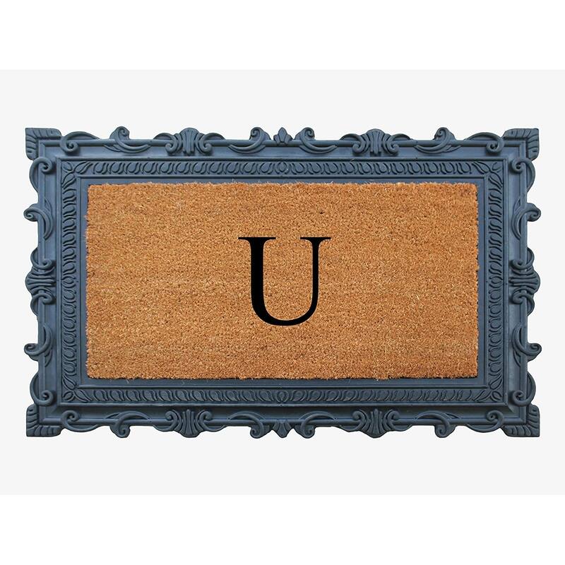A1HC First Impression Carson Rubber and Coir 24" X 36", Heavy Duty, Easy to Clean Outdoor Monogrammed Doormat - Monogrammed U
