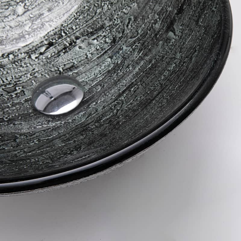 Vinnova Glass Circular Vessel Bathroom Sink without Faucet