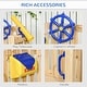 preview thumbnail 5 of 7, Outsunny 3 in 1 Wooden Swing Set with Slide, Baby Swing Seat, Fort, Wheel, Telescope, Mailbox, 1.5-4 Years Old, 67"x79"x46.5"