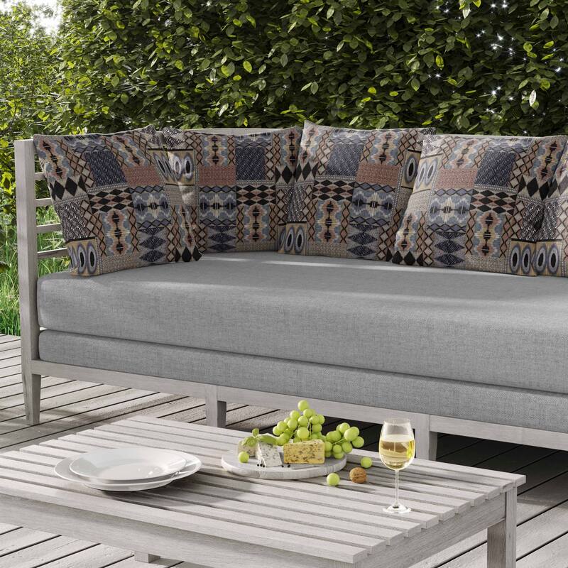 Patched Perfection Indoor/Outdoor Reversible Throw Pillow Gray and Cinereous