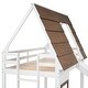 preview thumbnail 7 of 12, Wood Twin Size House Bunk Bed with Roof, Ladder and Slide