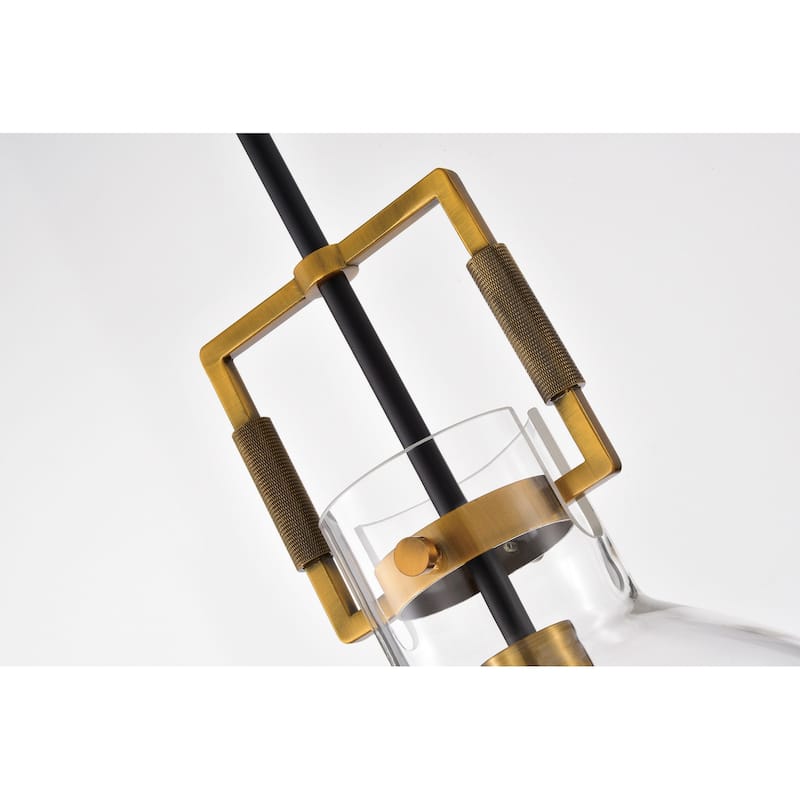 Oil Rubbed Bronze and Antique Gold 1-Light Clear Bowl Glass Pendant