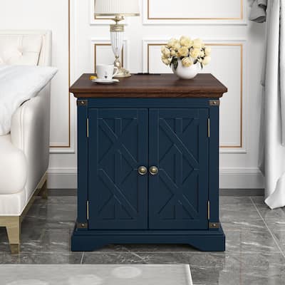 Farmhouse End Table with Charging Station - 25" in Height