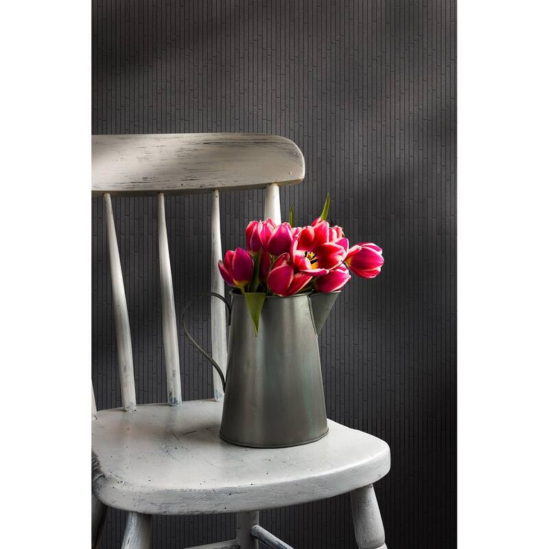 Vulcan Black Random Strips Honed Mosaic Tile