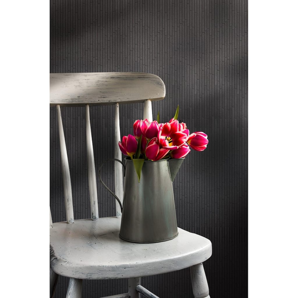 Vulcan Black Random Strips Honed Mosaic Tile