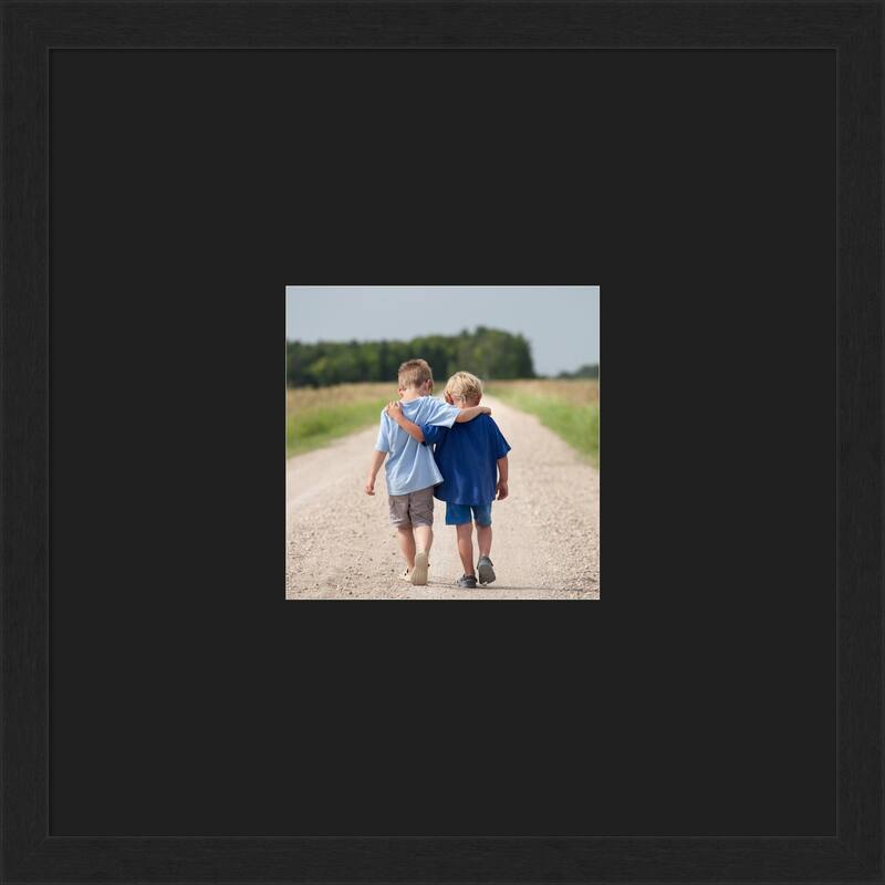 Grace Brushed Gold Narrow Framed Picture Frame, Photo Frame - 20x20 Matted Black 8x8 - Grace Brushed Metallic Black Narrow