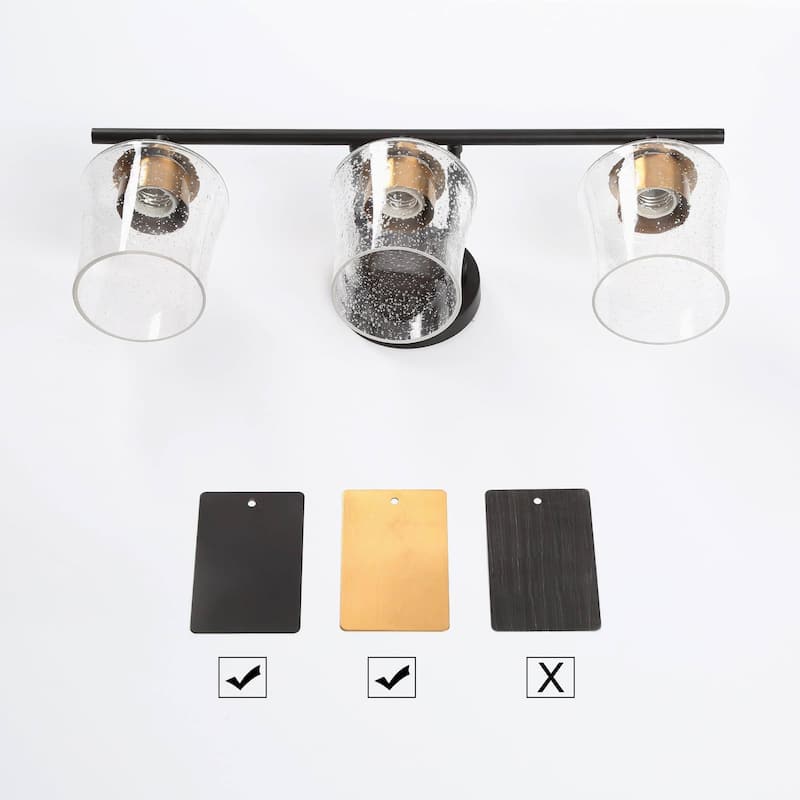 2/3/4-Light Bathroom Black Vanity Lights Modern Wall Sconce Lighting with Glass Shade