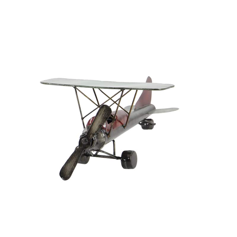 Gray Metal Airplane Decorative Sculpture