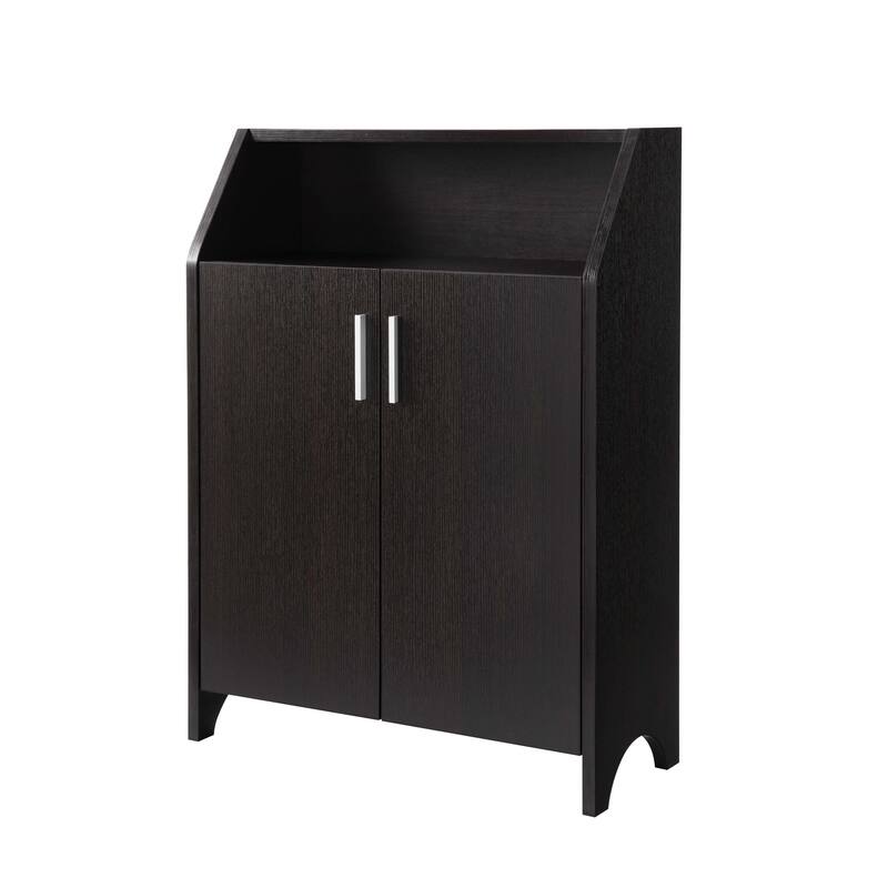 Ross Shoe Cabinet, 2 Doors, Open Top Shelf, Red Cocoa Brown Finish