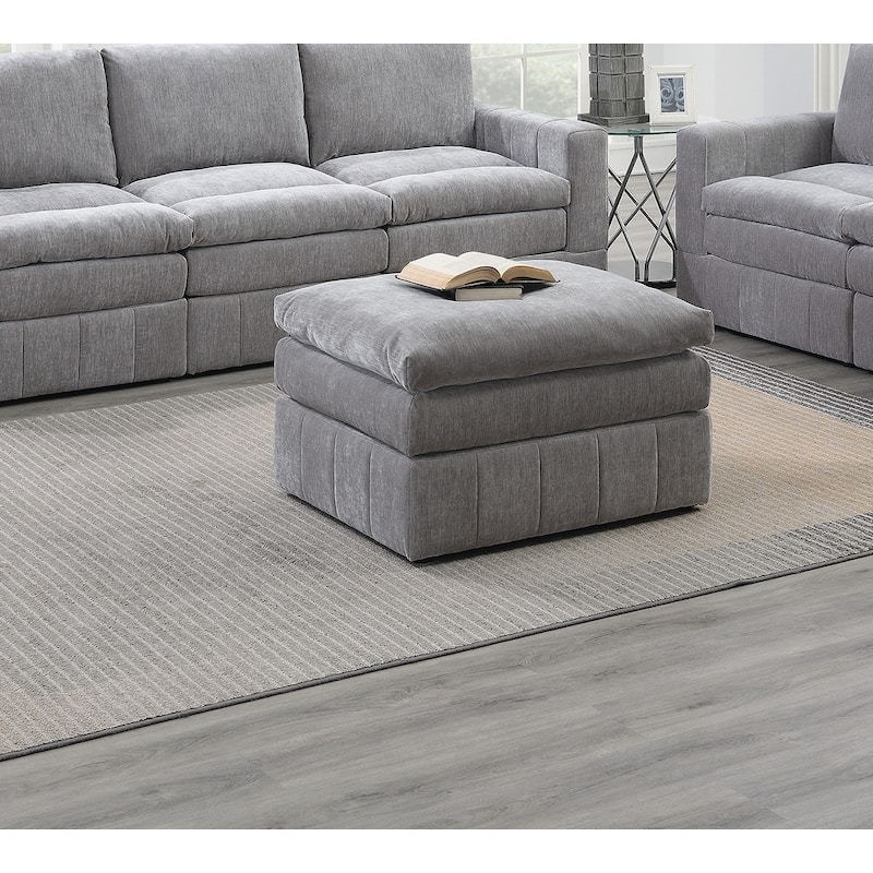 Contemporary 1pc Ottoman Modular Plush Chair Sectional Sofa Living Room Furniture Granite Morgan Fabric- Suede