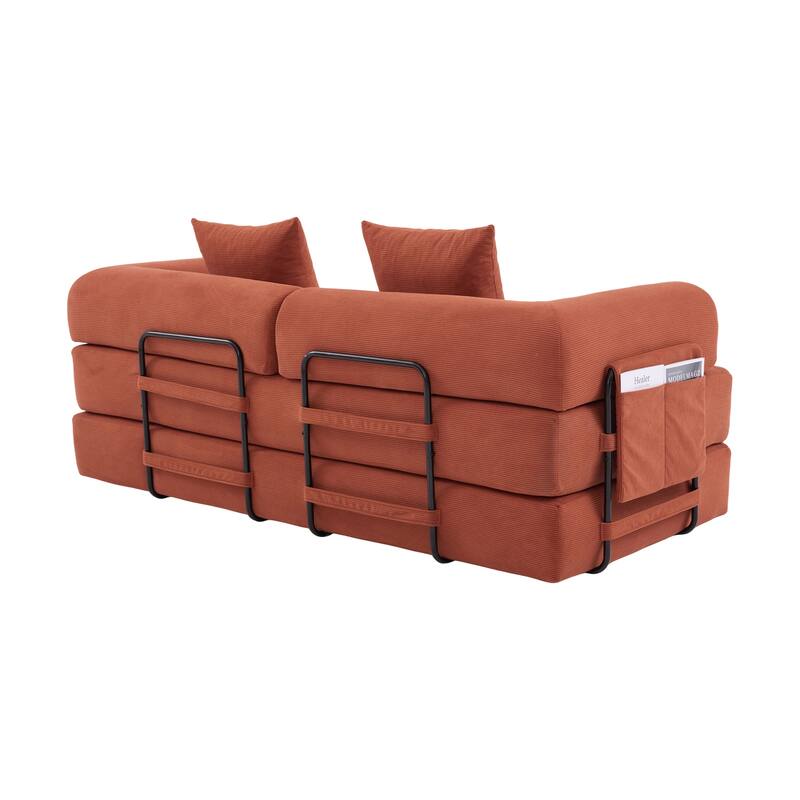 Homylin Convertible Foldable Sofa Bed with Metal Frame, Corduroy 2-Seat