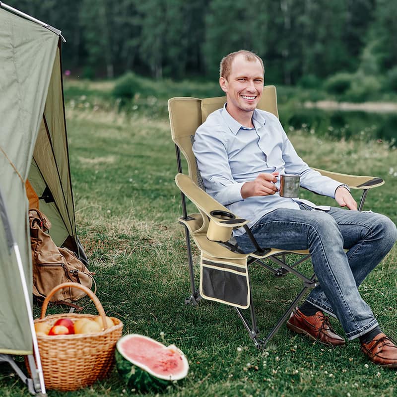 Goplus Folding Camping Chair with Detachable Footrest for Fishing, - See Details