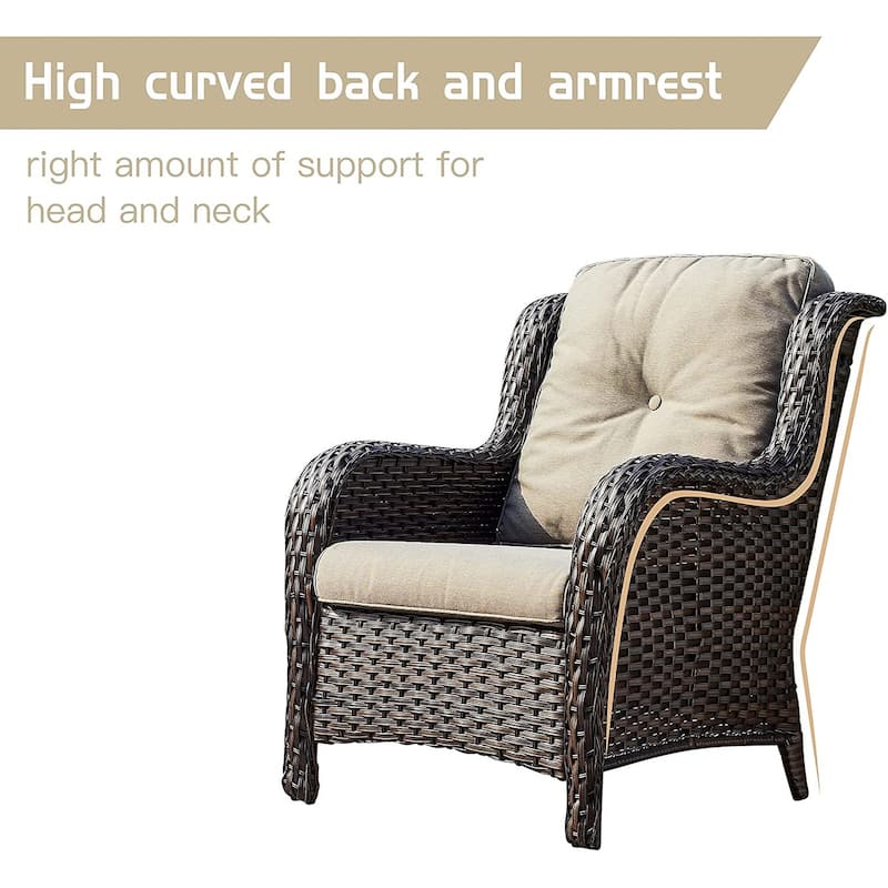 Gymojoy 5-Piece Outdoor Patio Sofa Chair with Ottoman Furniture Set