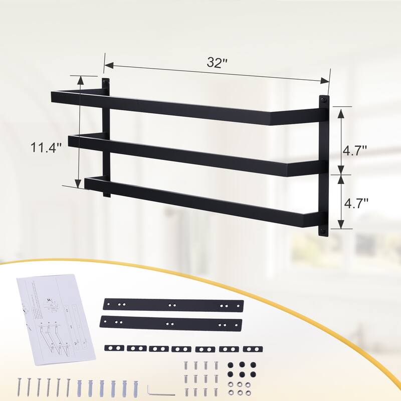 WOWOW Modern Wall-Mounted Stainless Steel Tiered Three-Tier Towel Rack