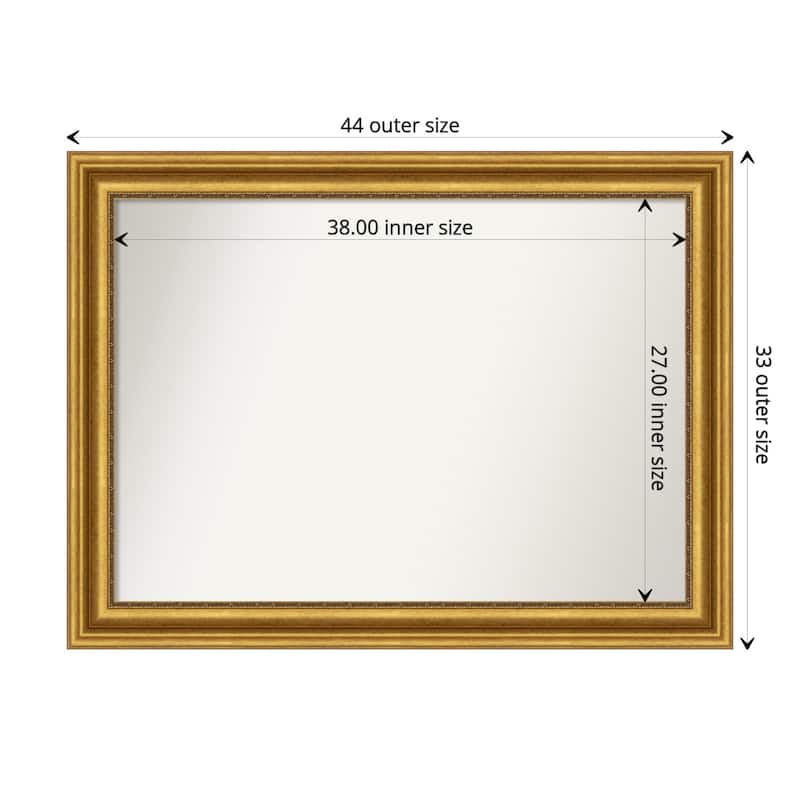 Non-Beveled Bathroom Wall Mirror - Parlor Gold Frame - 44 x 33 in - Parlor Gold
