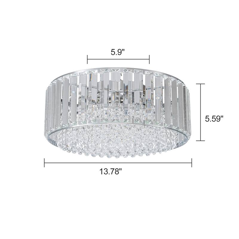 Modern 3-Light Crystal Hallway Flush Mount Ceiling Light Entryway Chandelier - W13.78"