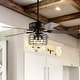 preview thumbnail 3 of 11, JONATHAN Y Edith 52" 3-Light Industrial Metal/Wood LED Ceiling Fan With Remote, Forged Black