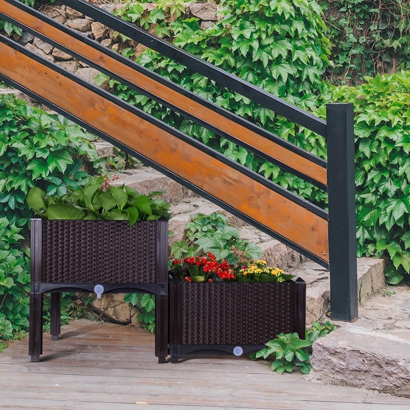 Modern Home Raised Planter Kit - Stackable Modular Flower/Garden Bed Kit - Stacking Sets for Home, Restaurant, Office, Garden