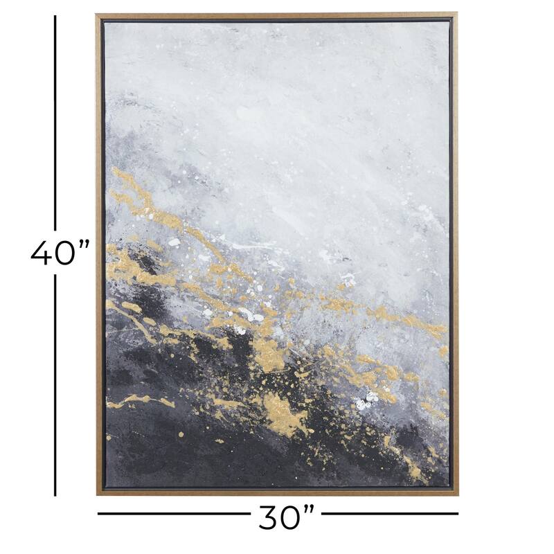 Canvas Geode Living Room Framed Wall Art with Gold Frame - Roche River Decor