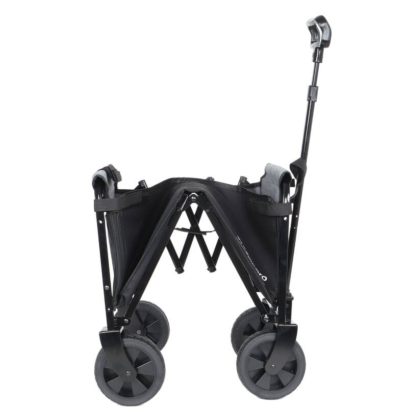 All-in-One Convertible Folding 4-Wheel Trolley with Bench Seat and Dog Leash - Heavy Duty Foldable Utility Trolley for Camping