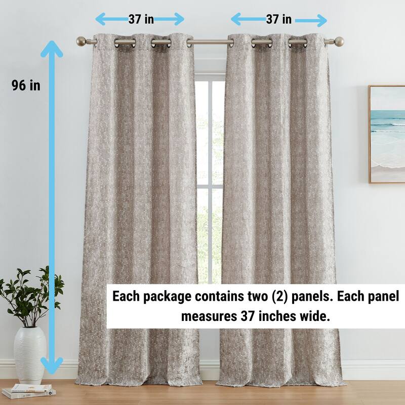 HLC.ME Avalon Jacquard Slub Texture - Privacy Curtains with Grommet Lightweight Window Curtain Panels, Set of 2