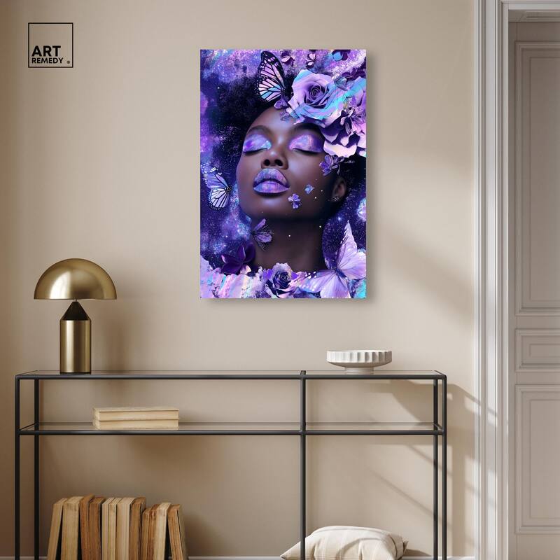 A Glistening Neon Woman Canvas by Art Remedy, Gallery Wrapped