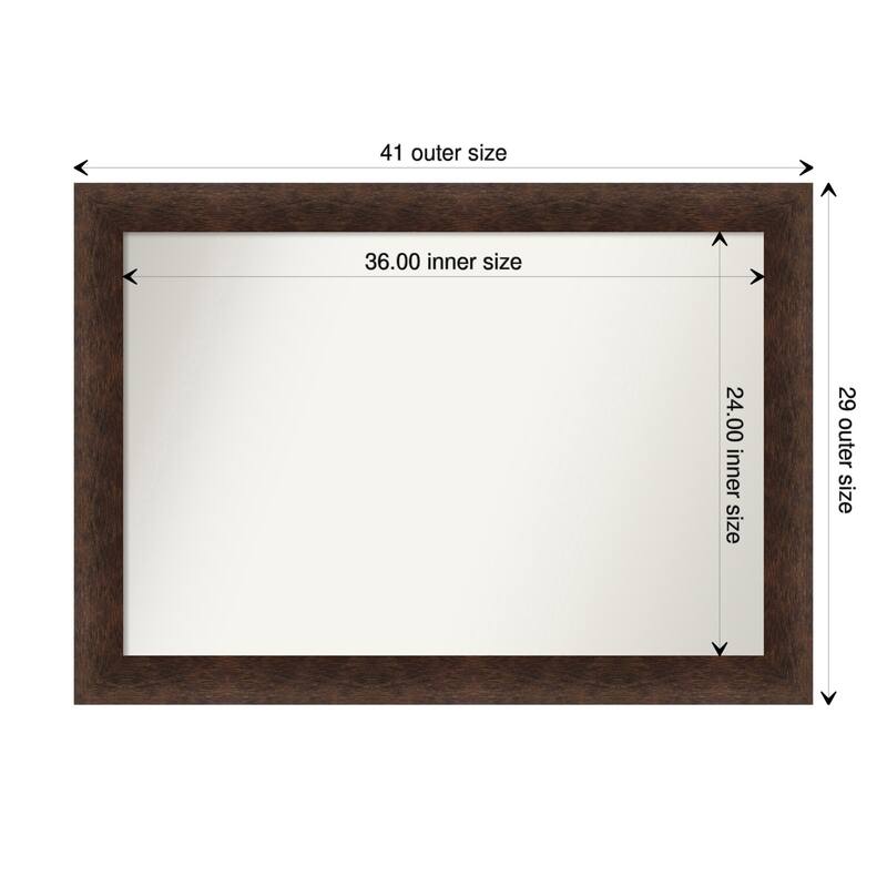 Warm Walnut Non-Beveled Wood Framed Bathroom Vanity Wall Mirror - Warm Walnut - Glass Size 36x24