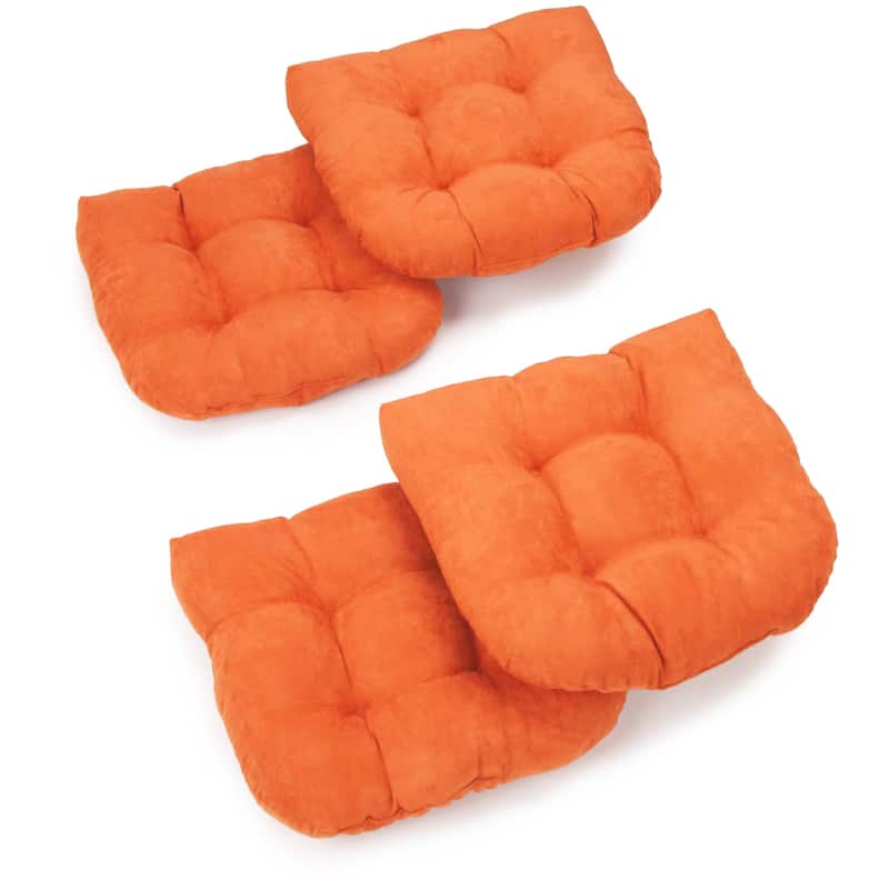 19-inch U-Shaped Microsuede Chair Cushion (Set of 1, 2, or 4) - Set of 4 - Tangerine Dream