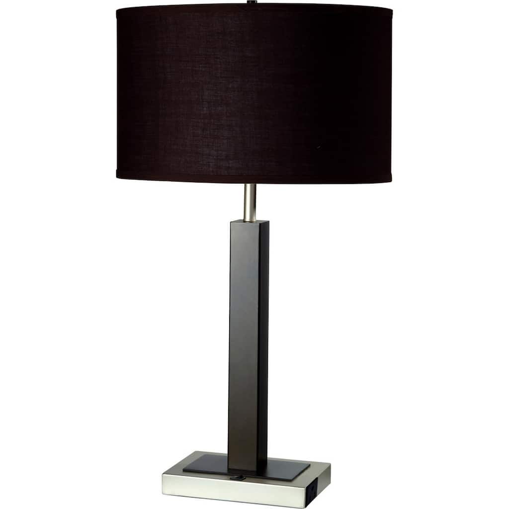 30" Tall Metal and Polyresin Table Lamp with Dark Espresso Finish, Fabric Shade