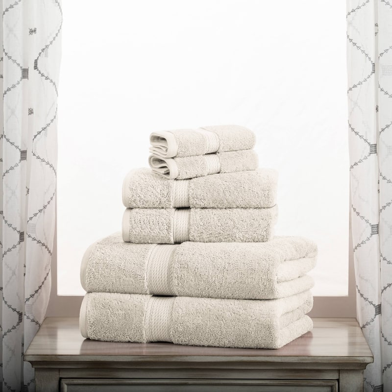 Superior Egyptian Cotton Pile Heavyweight 6-Piece Towel Set - 6-Piece Set - Stone