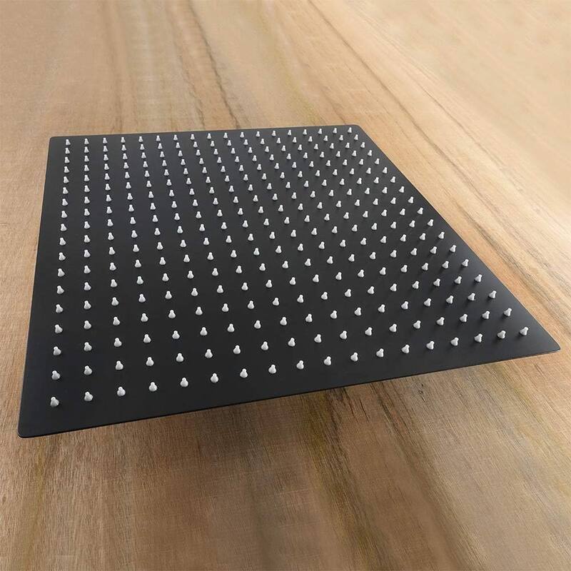 16 Inch Stainless Steel Rain Shower Head-Matte Black High Pressure Shower Head,Square Rainfall Showerhead-Ceiling or Wall Mount