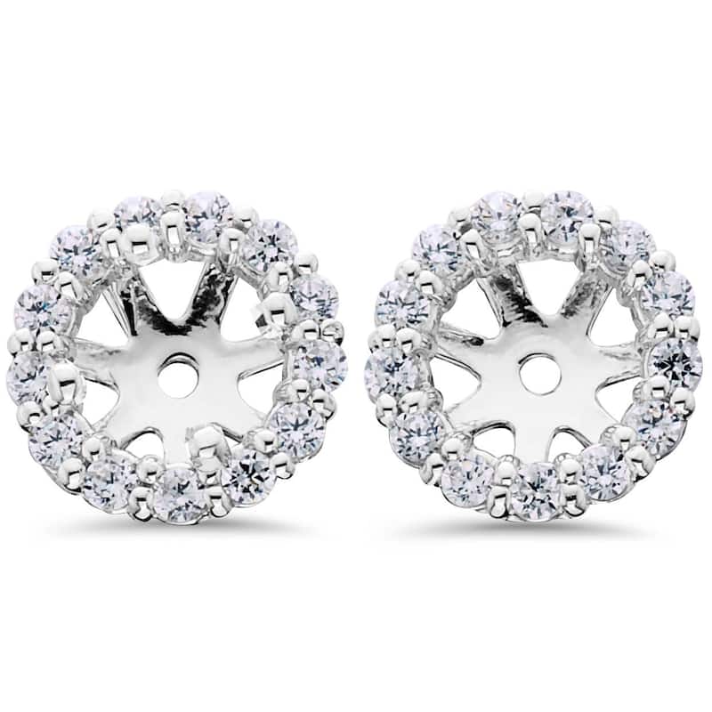 Women's 3/4ct Diamond Studs & Earring Halo Jackets Solid White Gold