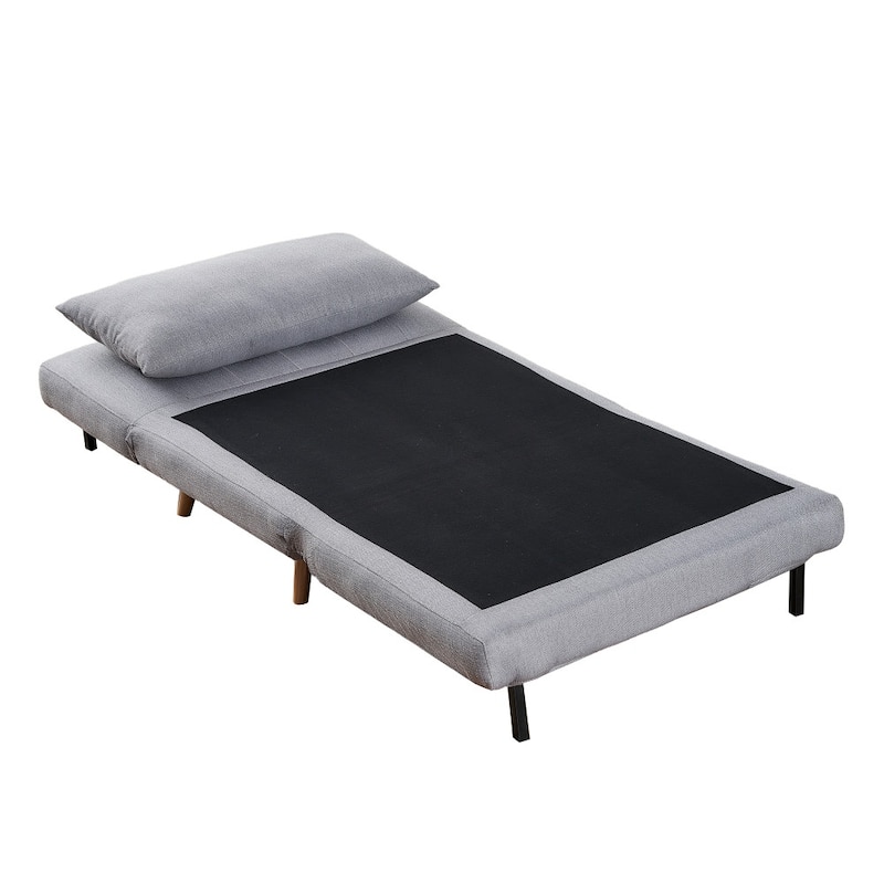Upholstered Convertible Tri-Fold Chair with Pillow and Hideaway Legs - 75.5"D x 41"W x 30"H