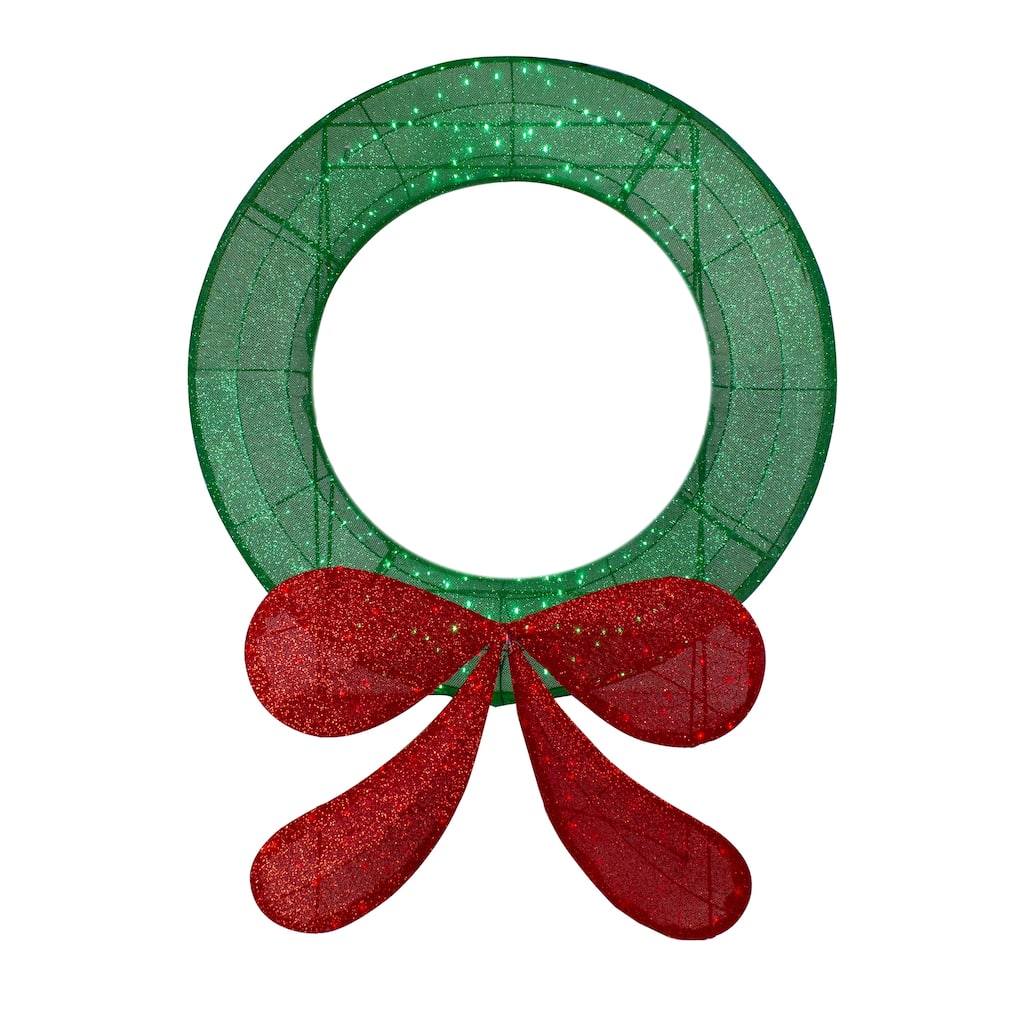 48" Commercial-Sized Lighted Tinsel Christmas Wreath Outdoor Decoration