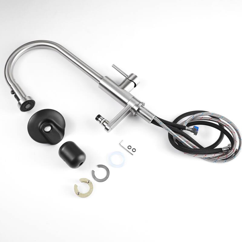 Modern 3-in-1 High-Arc Pull-Down Sprayer Kitchen Faucet with 3 Function Spray Mode & Press-Type Glass Rinser