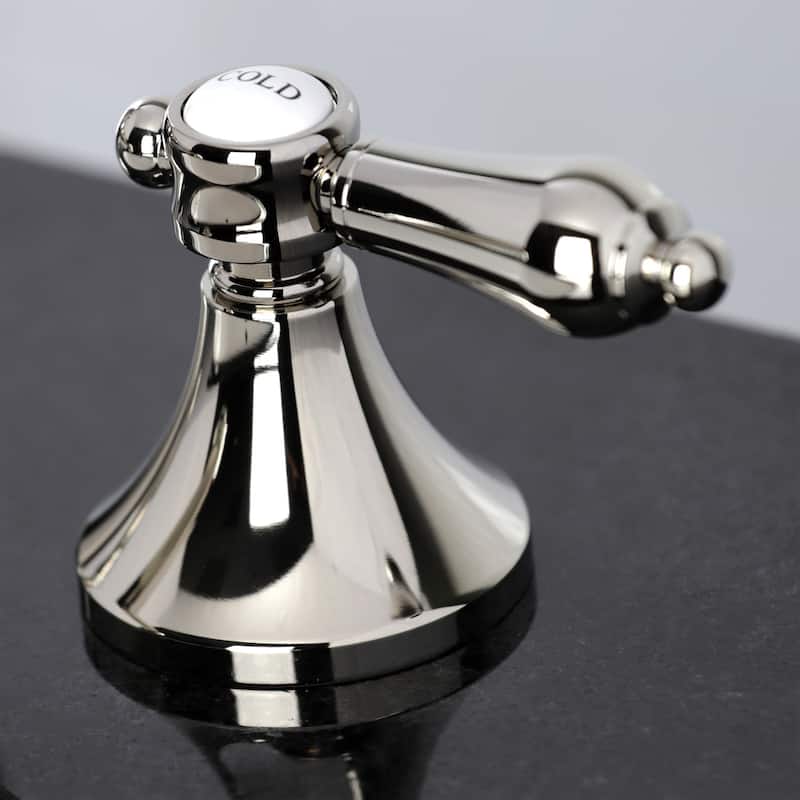 Kingston Brass Heirloom Deck Mount Widespread Bathroom Faucet with Brass Pop-Up