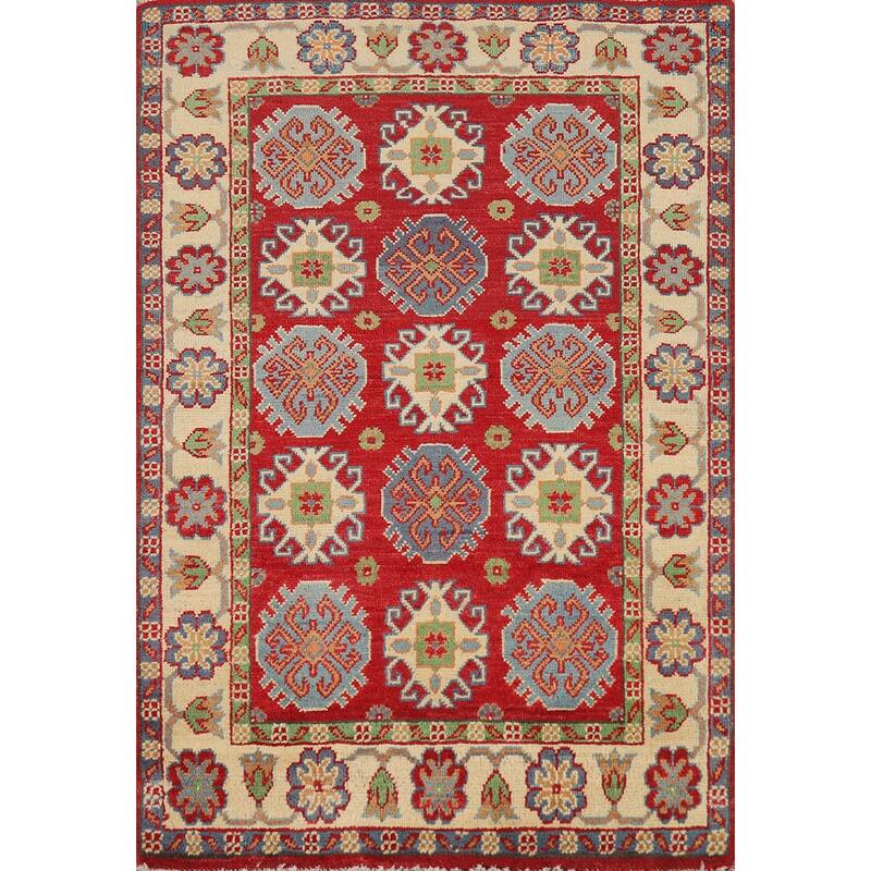 Red Kazak Oriental Accent Rug Handmade Wool Carpet - 2'8"x 3'9"