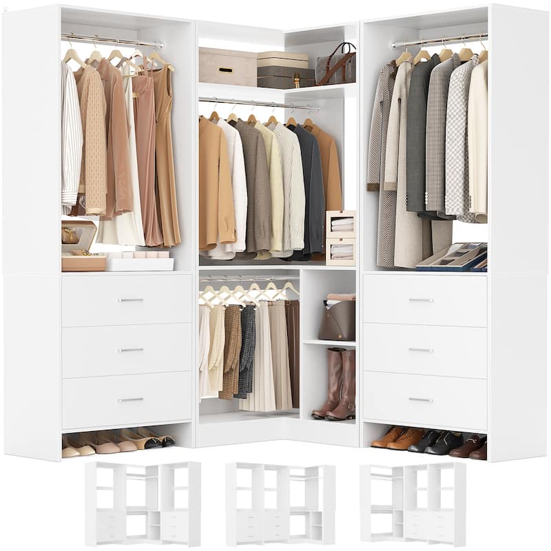 Cimly Set of 3 Freestanding Corner Closet System, Space-saving Closet Organizer for Walk-in/ Reach-in Closet