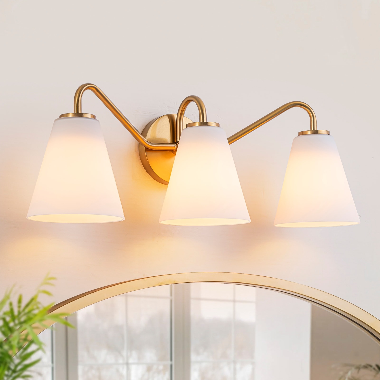 3-Light Bathroom Vanity Light with Frosted Glass