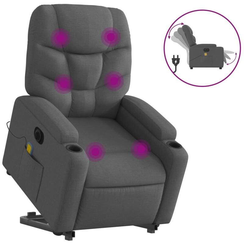 vidaXL Stand up Massage Recliner Chair Light Gray Fabric