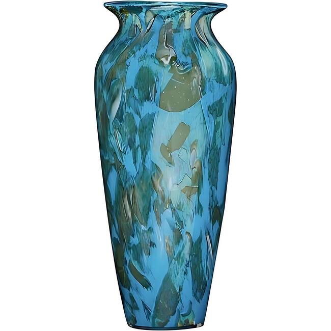 Aria Home Teal and Olive Handblown Glass Bowl and Vase Decor Set of 3