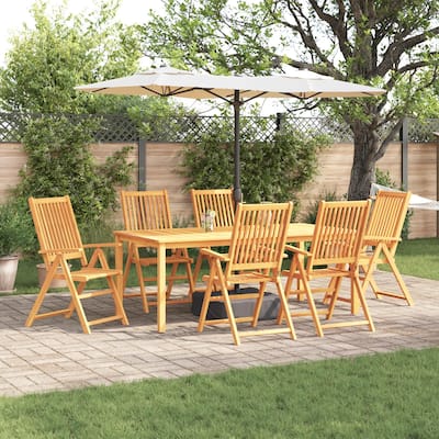 vidaXL 7 Piece Garden Dining Set Solid Acacia Wood Foldable - 31.5 x 31.5 x 29.1