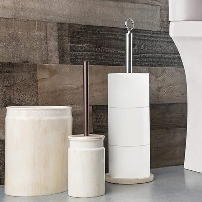 Creative Scents Rustic Luxe Beige Small Bathroom Trash Can - Rustic Luxe