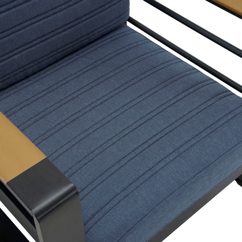 Giovanna Outdoor Aluminum Club Chair with Faux Wood Accents by Christopher Knight Home