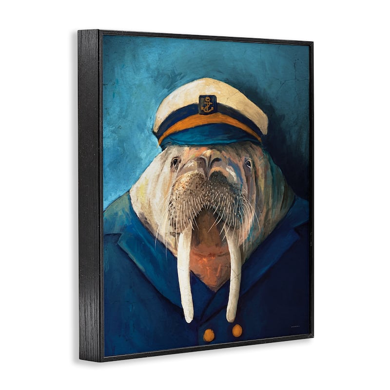 Stupell Sailor Captain Walrus Framed Giclee Art Design By Kamdon Kreations