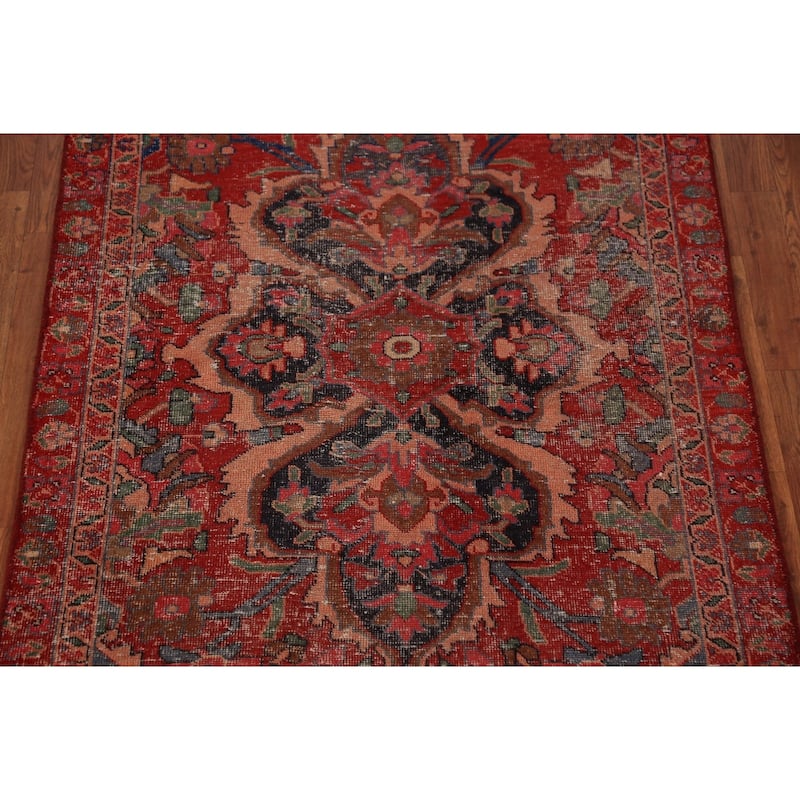 Red Floral Lilian Persian Rug Handmade Wool Carpet - 4'0" x 7'1"