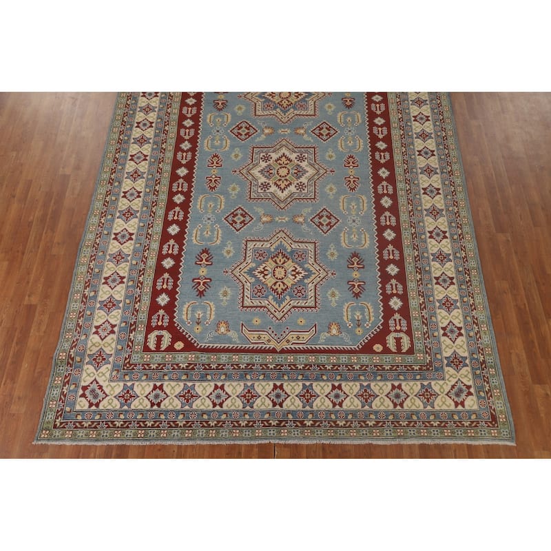 Light Blue Kazak Rug Handmade Traditional Oriental Wool Carpet - 8'3"x 11'5"