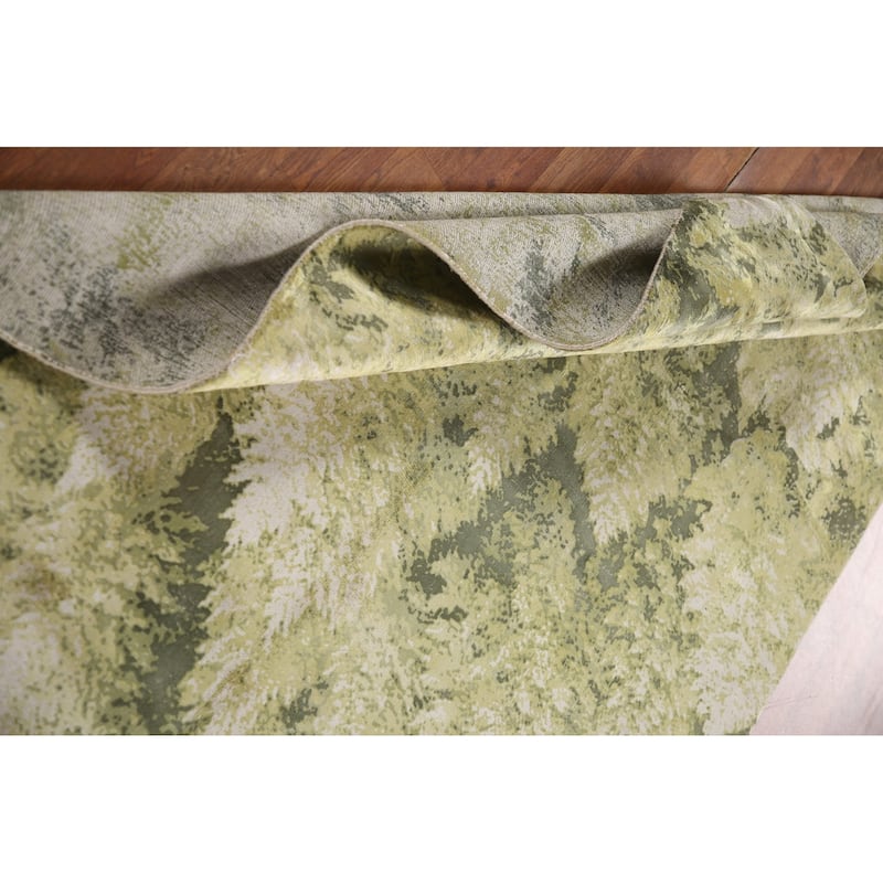 All-Over Green Abstract Modern Area Rug Hand-knotted Wool Carpet - 4'8"x 6'6"